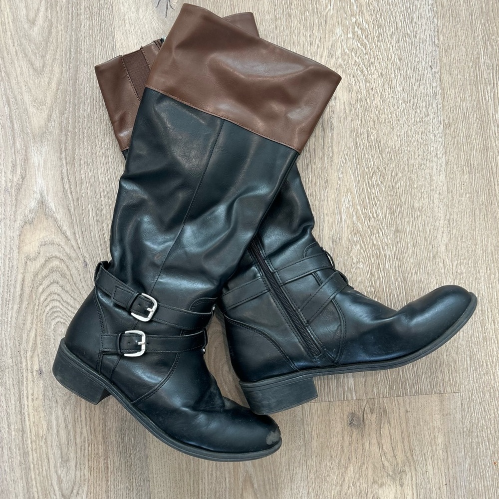 Arizona Jean Company Black and Brown Over the Knee Boots
